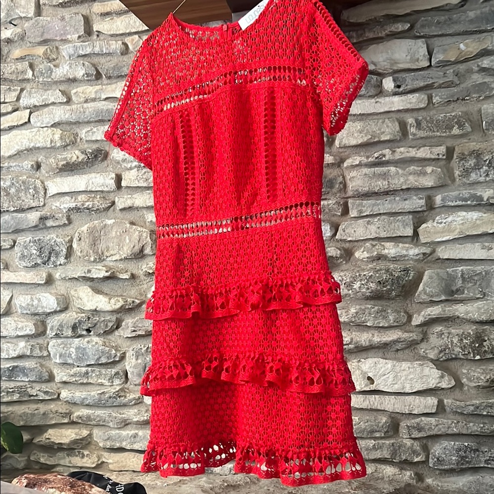 Vibrant Red A-Line Mini Dress with Flutter Sleeves